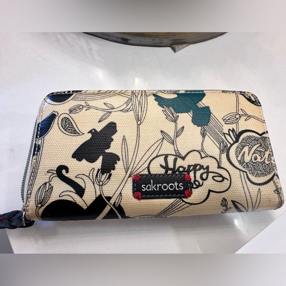 Sakroots Black and‎ Cream Phone Wallet